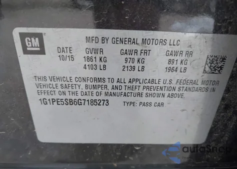 2016 Chevrolet Cruze Limited 1Lt Auto z USA, uszkodzony, nr VIN 1G1PE5SB6G7185273